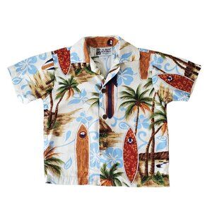 Aloha Republic Boys 1T Hawaiian Shirt 100% Cotton Short Sleeve Surfboard Theme